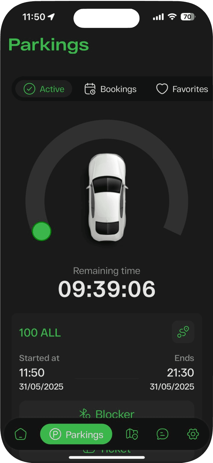 Choosing a parking window in the LookUp app
